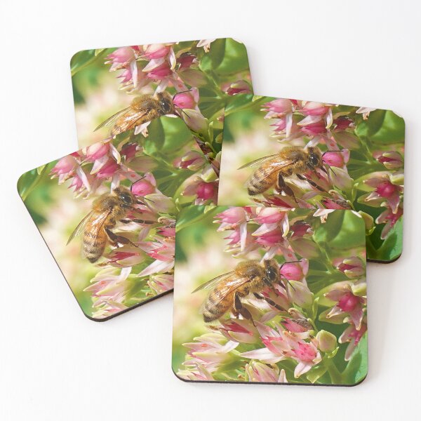Item preview, Sunlit Bee Gathering Among Pink Stars designed and sold by Susarellis.