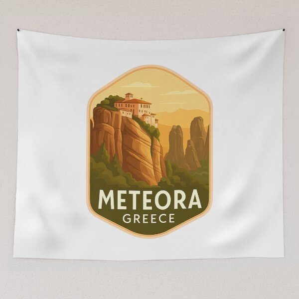 Item preview, Meteora Greece – Sunset Silhouettes of Monastic Cliffs designed and sold by Aryabek.