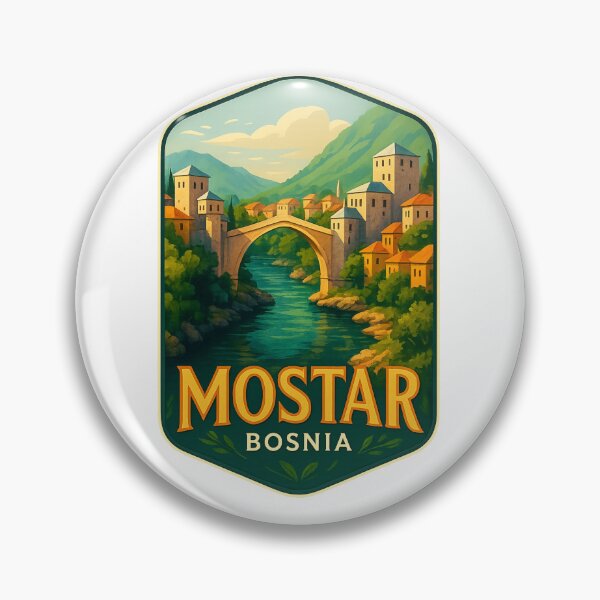 Item preview, Mostar Bosnia – Stari Most Arching Over the Neretva River designed and sold by Aryabek.