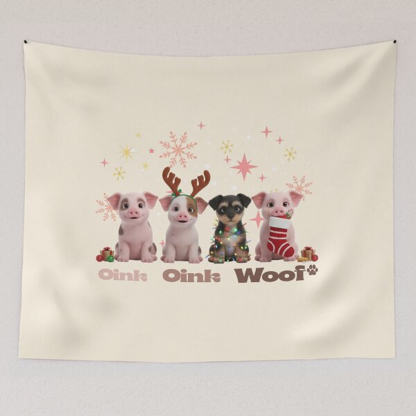 Item preview, Oink Oink Woof Christmas Puppy and Animal Friends designed and sold by HumTumMe.