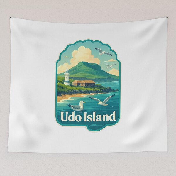 Item preview, Udo Island – Coastal Serenity with Lighthouse and Seabirds designed and sold by Aryabek.