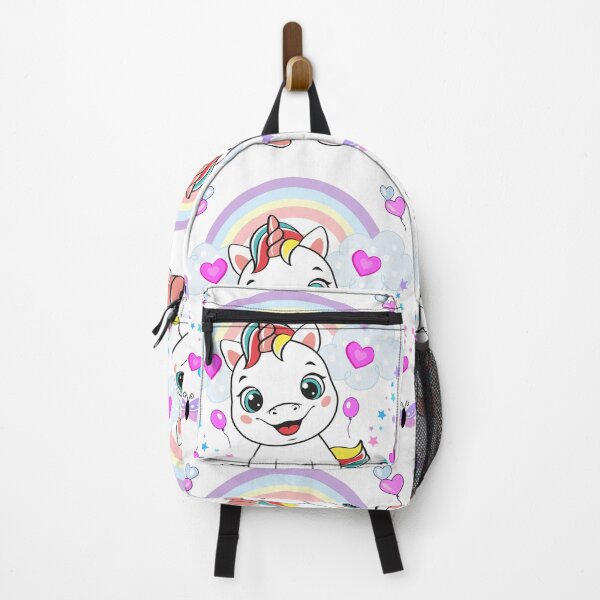 Item preview, Happy Cartoon Unicorn with Rainbow, Balloons & Hearts – Whimsical Kids Illustration designed and sold by Love3Happy.