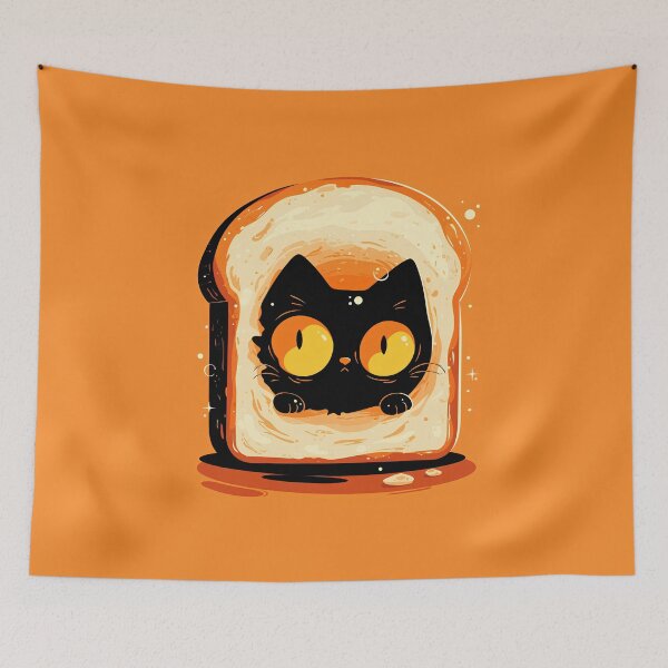 Item preview, Cute Toast Cat – Adorable Black Cat in Bread Slice Cartoon Design designed and sold by Windy-market.