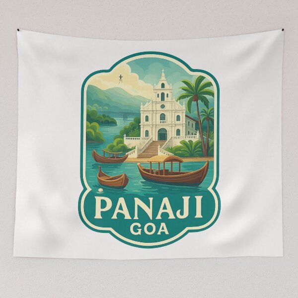Item preview,  Panaji Goa – Riverside Churches and Traditional Boats designed and sold by Places On Earth.