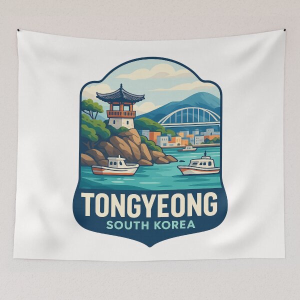 Item preview,  Tongyeong South Korea – Coastal Pavilion and Bridge View designed and sold by Places On Earth.