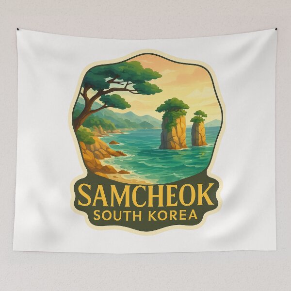 Item preview,  Samcheok South Korea – Twin Sea Stacks and Forested Coast designed and sold by Places On Earth.