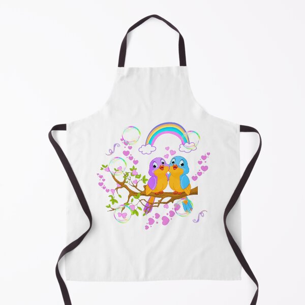 Item preview, Romantic Birds with Rainbow, Hearts & Bubbles – Cute Cartoon Illustration designed and sold by Love3Happy.