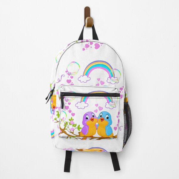 Item preview, Romantic Birds with Rainbow, Hearts & Bubbles – Cute Cartoon Illustration designed and sold by Love3Happy.