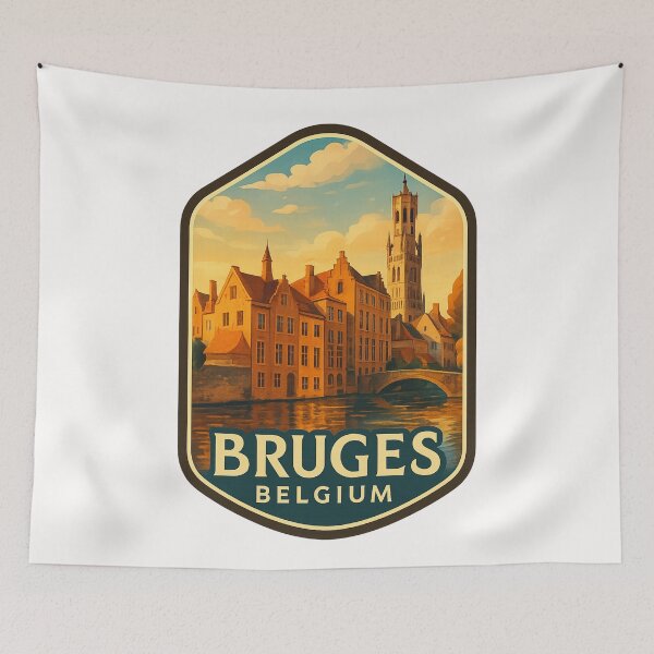 Item preview,  Bruges Belgium – Canal Bridge and Belfry Skyline designed and sold by Places On Earth.