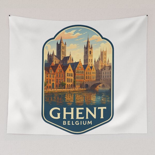Item preview,  Ghent Belgium – St. Nicholas Church and Leie River Embankment designed and sold by Places On Earth.