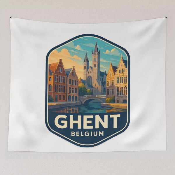 Item preview,  Ghent Belgium – Canal Bridge and Towers of the Historic Center designed and sold by Places On Earth.