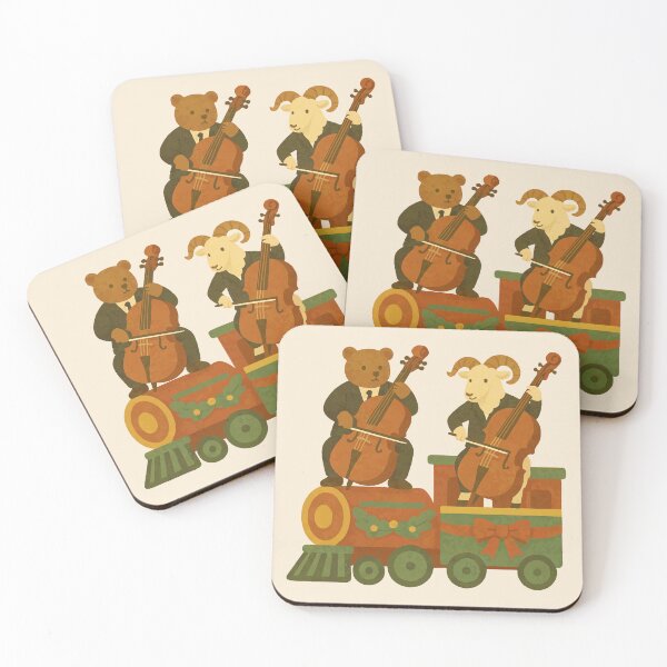 Item preview, Christmas Train with Cello Animals – Cute Holiday Music Illustration designed and sold by Tiny Joy World.