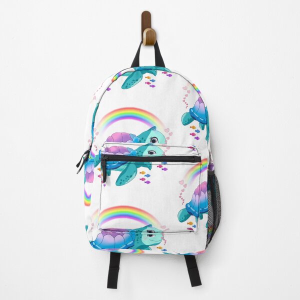 Item preview, Cute Sea Turtle with Rainbow, Hearts & Colorful Fish – Cartoon Illustration designed and sold by Love3Happy.