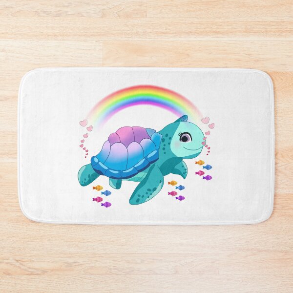 Item preview, Cute Sea Turtle with Rainbow, Hearts & Colorful Fish – Cartoon Illustration designed and sold by Love3Happy.