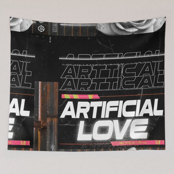 Item preview, Cyberpunk Wall Art: 'ARTIFICIAL LOVE' Neon Rose designed and sold by Raw-Ink.