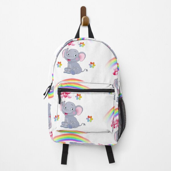 Item preview, Cute Elephant with Rainbow, Balloons & Smiling Flowers – Cartoon Illustration designed and sold by Love3Happy.