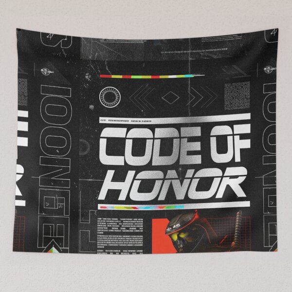 Item preview, Cyberpunk Samurai: 'CODE OF HONOR' Holographic Red designed and sold by Raw-Ink.