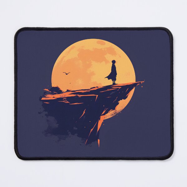 Item preview, Cliffside Moon Wanderer – Dramatic Minimal Silhouette Art designed and sold by Windy-market.