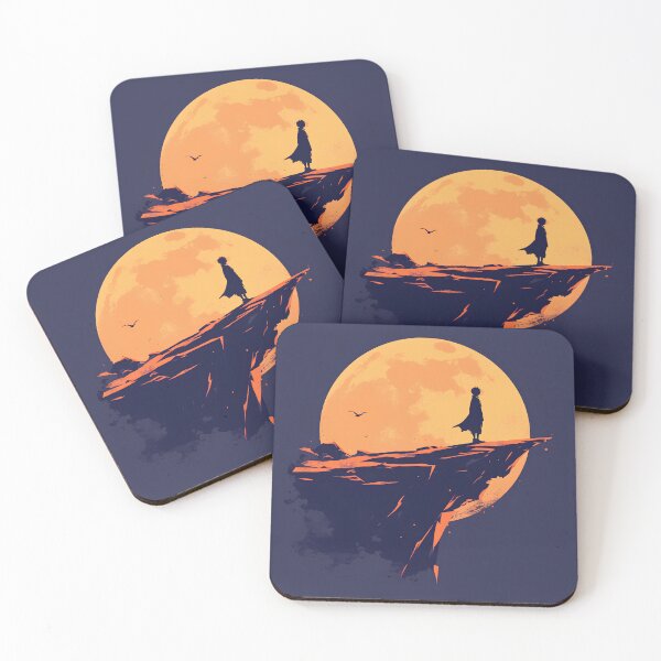 Item preview, Cliffside Moon Wanderer – Dramatic Minimal Silhouette Art designed and sold by Windy-market.