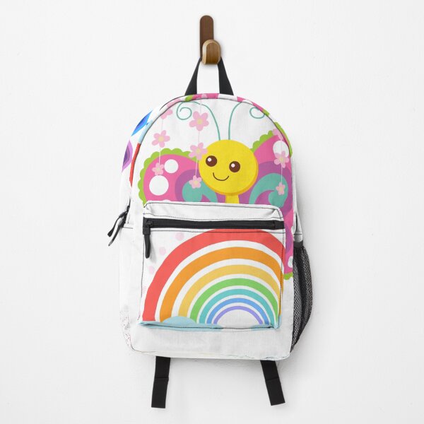 Item preview, Smiling Butterfly with Rainbow & Heart Balloons – Whimsical Cartoon Illustration designed and sold by Love3Happy.