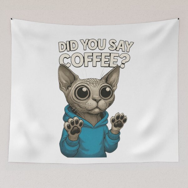 Item preview, Coffee? The Sphynx Cat Heard You Loud and Clear designed and sold by CoffeeNJesus.