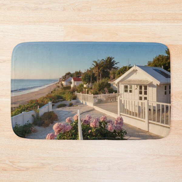 Item preview, White Beach Cottage by the Ocean Garden Path designed and sold by BlareBlare.