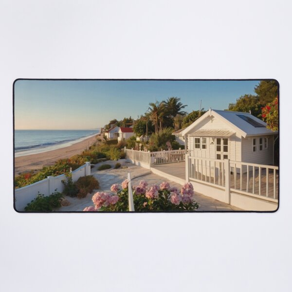 Item preview, White Beach Cottage by the Ocean Garden Path designed and sold by BlareBlare.