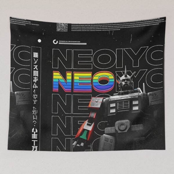 Item preview, NEO TOKYO': Giant Mecha Scanlines Brutalist Poster designed and sold by Raw-Ink.