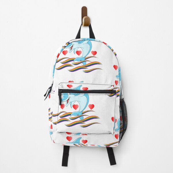 Item preview, Happy Cartoon Dolphin with Rainbow Waves – Cheerful Cute Illustration designed and sold by Love3Happy.