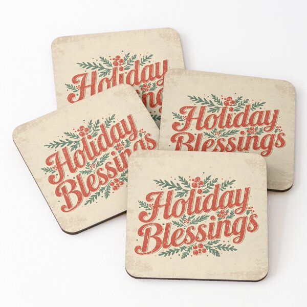 Item preview, Retro Vintage Holiday Blessings - Classic Christmas Typography designed and sold by PanaddaArtStudio.