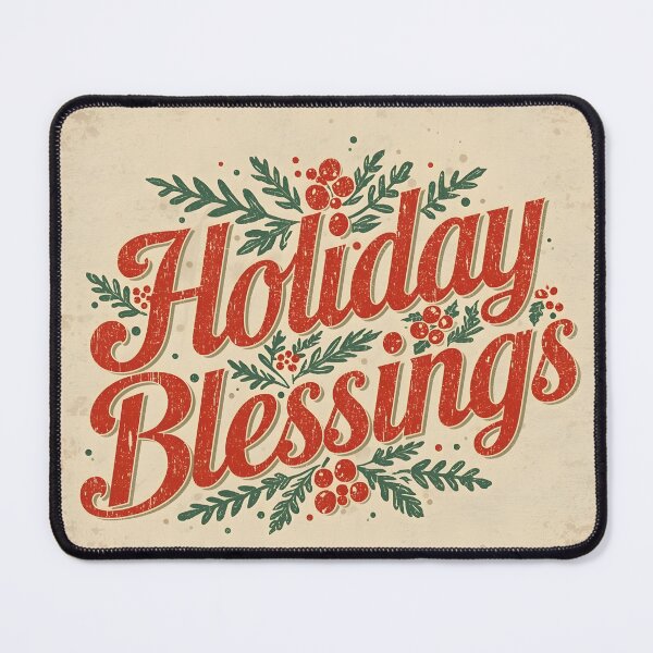 Item preview, Retro Vintage Holiday Blessings - Classic Christmas Typography designed and sold by PanaddaArtStudio.