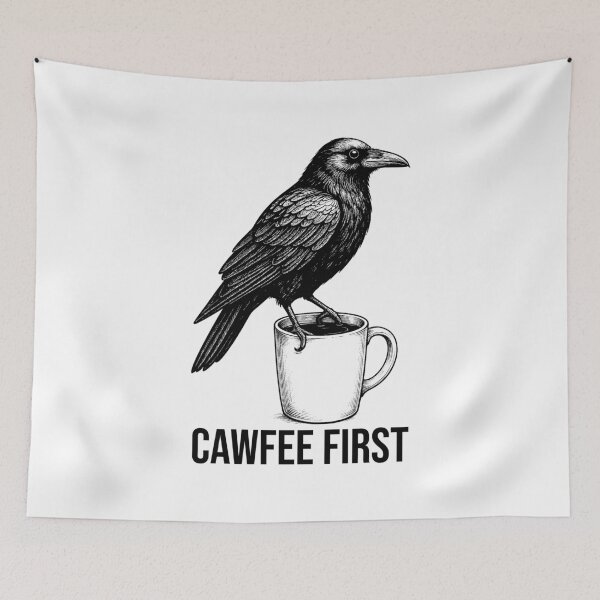 Item preview, Cawfee First – Funny Crow and Coffee Mug Design designed and sold by xndrlab.