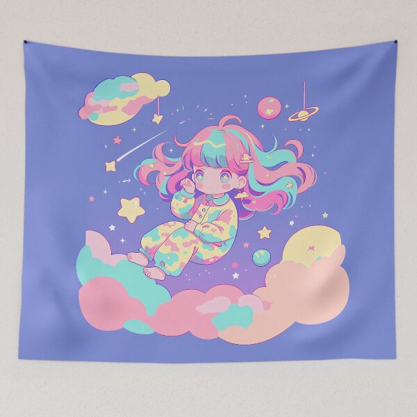 Item preview, Kawaii Dreamland Girl – Pastel Cosmic Pajama Art designed and sold by Windy-market.