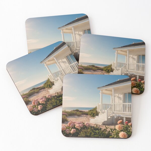 Item preview, Pure White Seaside Bungalow in Flowering Sand Dunes designed and sold by BlareBlare.