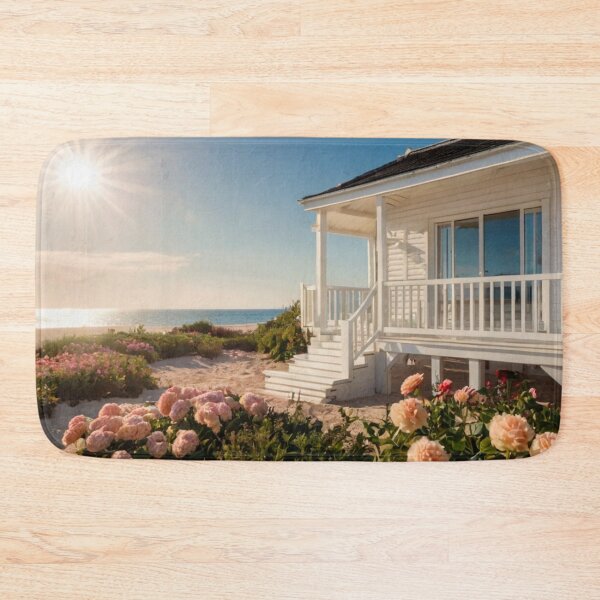 Item preview, Pure White Seaside Bungalow in Flowering Sand Dunes designed and sold by BlareBlare.