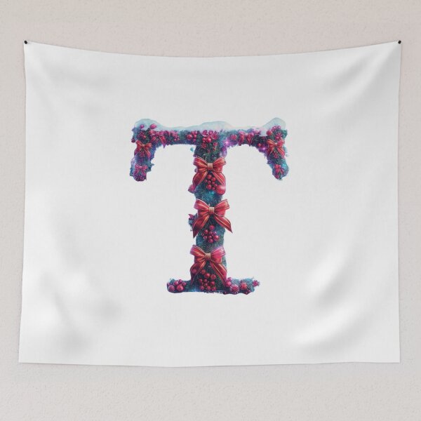 Item preview, Christmas Letter T Monogram – Festive Holiday Alphabet Art designed and sold by Cultradesign.