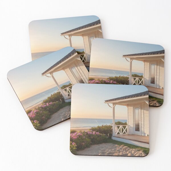 Item preview, White Coastal Cottage with Ocean Breeze Flowers designed and sold by BlareBlare.