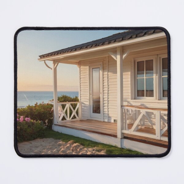 Item preview, White Coastal Cottage with Ocean Breeze Flowers designed and sold by BlareBlare.