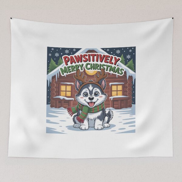 Item preview, Adorable Christmas Puppy Illustration – Holiday Dog Art | Pawsitively Merry Christmas designed and sold by Style-Sense.