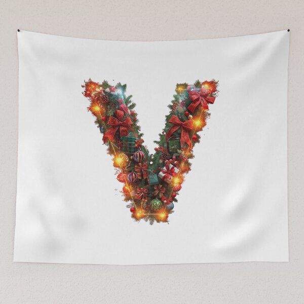 Item preview, Christmas Letter V Monogram – Festive Seasonal Lettering designed and sold by Cultradesign.