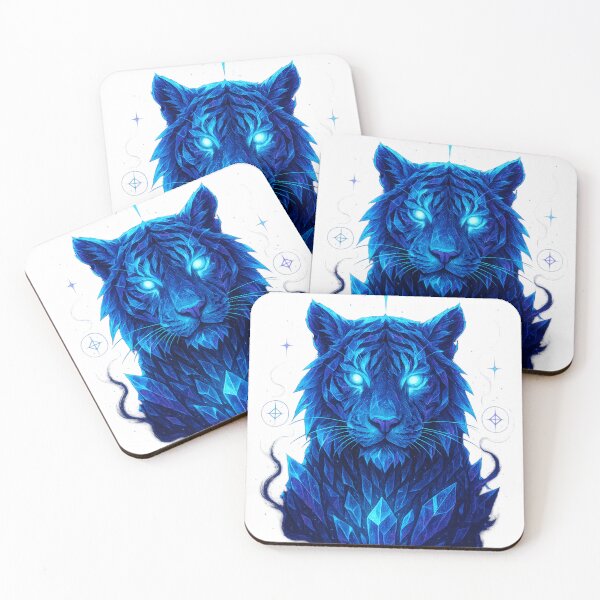 Item preview, Crystal Neon Tiger – Cosmic Blue Spirit Animal Glow Design (Transparent) designed and sold by GoldenDreamGallery.
