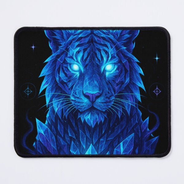 Item preview, Crystal Neon Tiger – Cosmic Blue Spirit Animal Glow Design (Transparent) designed and sold by GoldenDreamGallery.
