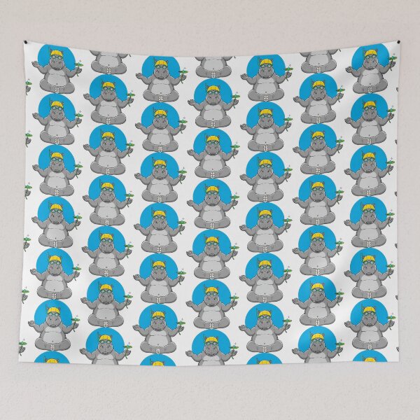 Item preview, Zen Hippo Snorkeling Meditation Cartoon designed and sold by SholoStudio.