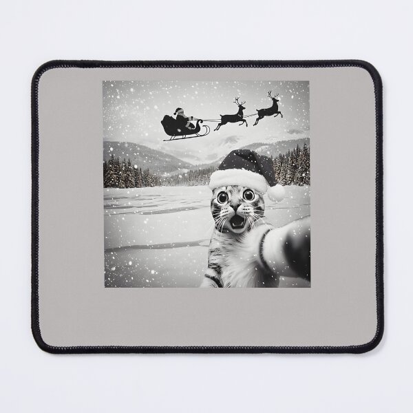 Item preview, Cat Selfie with Santa Funny Christmas for Men Women Kids designed and sold by ArleneRowe.