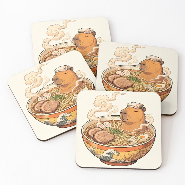 Item preview, Capybara Ramen Bath – Cute Relaxing Capybara Noodle Bowl Art designed and sold by Imaginationbeyond.