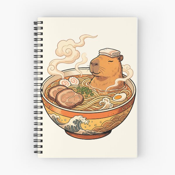 Item preview, Capybara Ramen Bath – Cute Relaxing Capybara Noodle Bowl Art designed and sold by Imaginationbeyond.