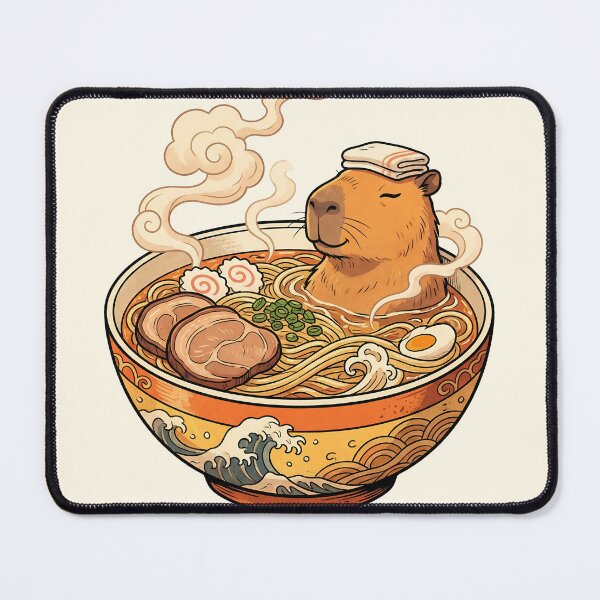 Item preview, Capybara Ramen Bath – Cute Relaxing Capybara Noodle Bowl Art designed and sold by Imaginationbeyond.