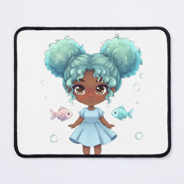 Item preview, Chibi Afro Girl Gemini – Kawaii Twin Sign Illustration designed and sold by Luna Studios.