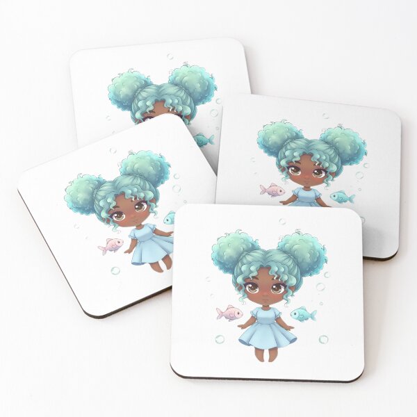 Item preview, Chibi Afro Girl Gemini – Kawaii Twin Sign Illustration designed and sold by Luna Studios.