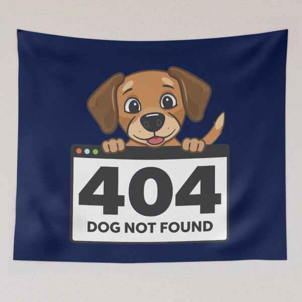 Aperçu de l'œuvre 404 Chien introuvable — Conception de message d'erreur humoristique créée et vendue par Malfinio.